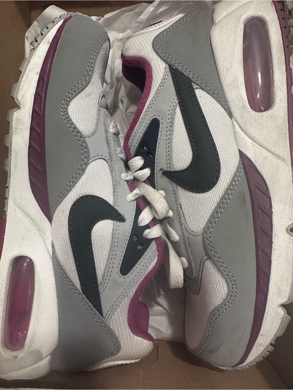 Nike Women's Gray, White & Purple Retro Air-Visible Sneakers